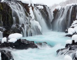 Winter Wasserfall Fluss Schnee Fels