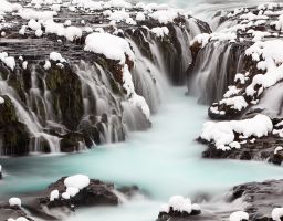 Winter Wasserfall Fluss Schnee Fels