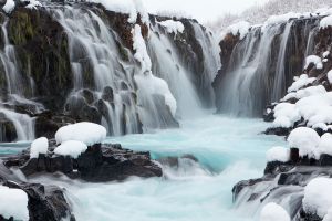 Winter Wasserfall Fluss Schnee Fels
