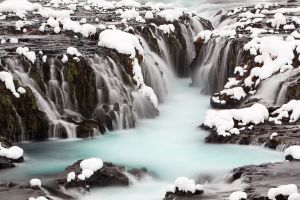 Winter Wasserfall Fluss Schnee Fels