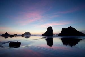 Strand Felsen Meer Sonnenuntergang Küste