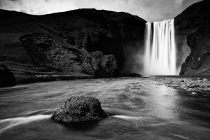 Wasserfall Fluss Stein Fels Berg Gischt
