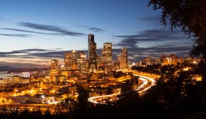 Stadt Autobahn Blaue Stunde