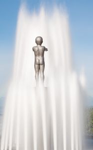 Brunnen Skulptur Gischt Wasser Fontäne