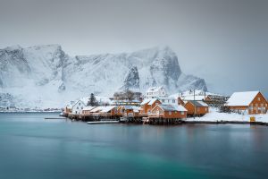 Dorf Insel Winter Meer